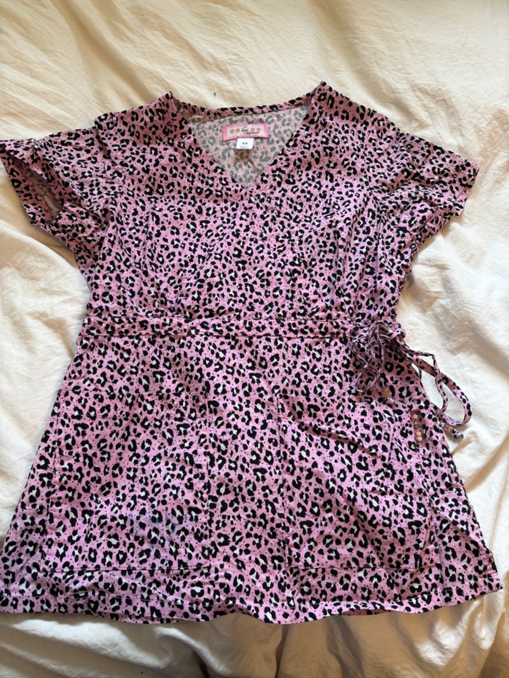 Pink Leopard Print Wrap Top